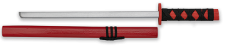katana madera encordada Roja 54.5 cm