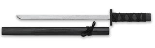 katana negra madera encordada 52 cm