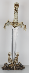 Cuchillo decoración  calavera-alas peana
