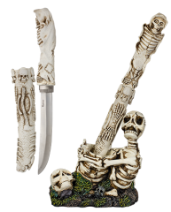 Cuchillo decoración c/peana calaveras