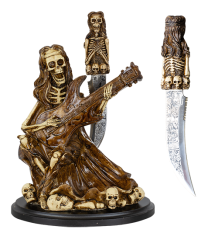 Cuchillo decoración calavera guitarra