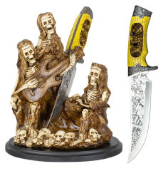 Cuchillo decoración 3 calaveras guitarra