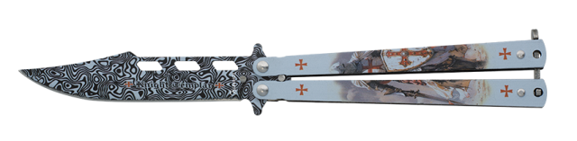 Navaja Abanico 3D templario blanco. hoja