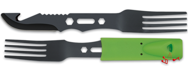 Set Camping: Cuchillo, tenedor, silbato
