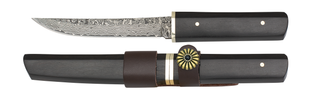 cuchillo damasco madera noble. H. 11.6 c