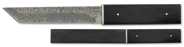 cuchillo damasco funda madera.caja rigid