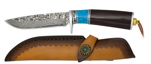 Cuchillo Caza Madera/resina hoja Damasco