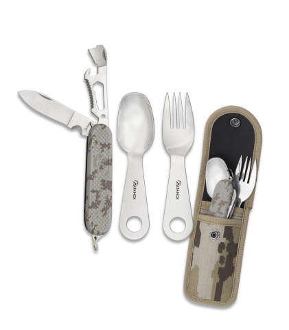 Set Cubiertos camping Multicam Arido