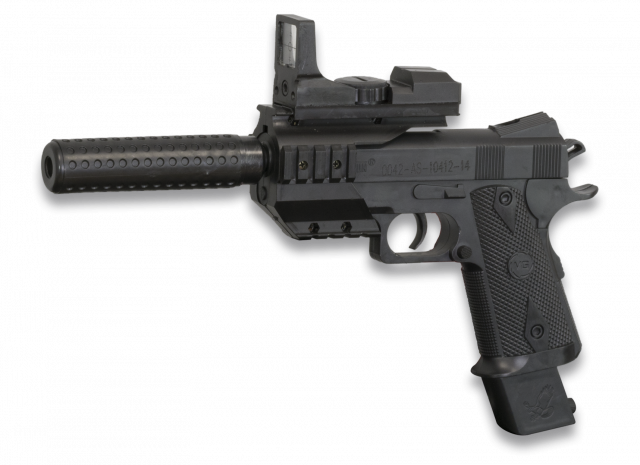 pistola aire suave con silenciador. Cyma