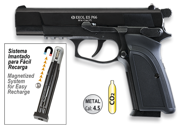 EKOL ES P66 Pistola CO2 Negro cal. 4.5