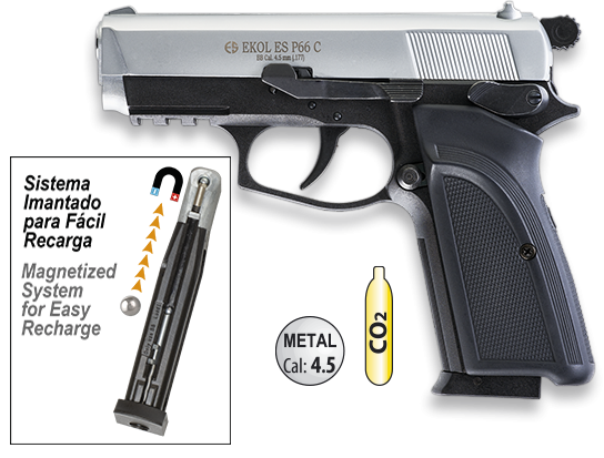 EKOL ES P66C Pistola CO2 Blanca Cal 4.5