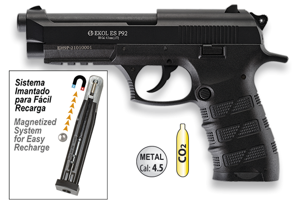 EKOL ES P92 Pistola CO2 Negro Cal. 4.5