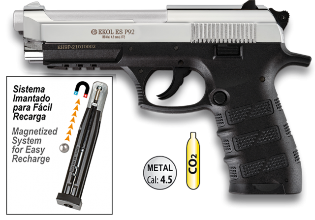 EKOL ES P92 Pistola CO2 Blanca 4.5mm