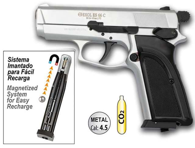 EKOL ES 66 C Pistola CO2 Blanca Cal. 4