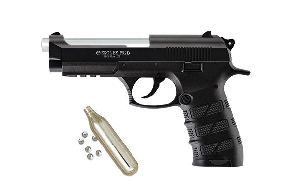 EKOL P92-Blow back Pistola CO2 Negra