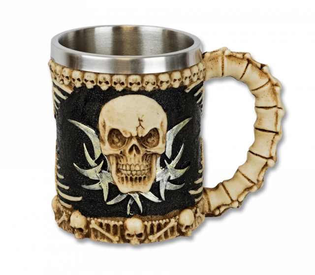 taza decoración huesos calavera 12 cm