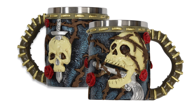 taza resina rose & skull. Tole10