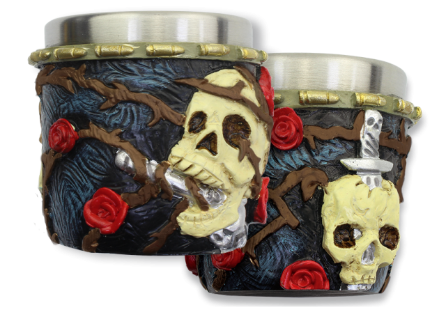 chupito resina rose & skull. Tole10