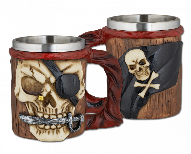 Taza Resina Calavera Pirata