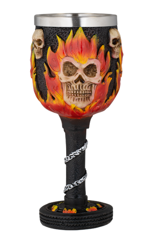Copa resina ornamento Skull and flames.